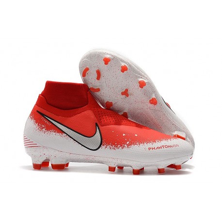 Nike Phantom Vsn Elite Df Fg Scarpa da Calcio - Rosso Bianco Argento