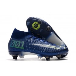 Nike Mercurial Superfly VII Elite SG PRO Anti-Clog Blu Void Volt Bianco