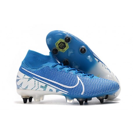 Nike Mercurial Superfly VII Elite SG PRO Anti-Clog Blu Bianco