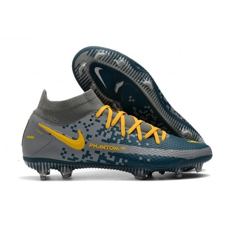 Nike Phantom GT Elite DF FG Nuovo Scarpa Blu Grigio Giallo