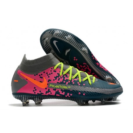 Nike Phantom GT Elite DF FG Nuovo Scarpa Blu Grigio Rosa