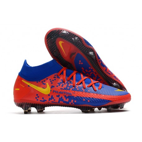 Nike Phantom GT Elite DF FG Nuovo Scarpa Blu Rosso Giallo