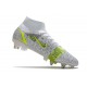 Nike Mercurial Superfly VIII Elite SG-PRO AC Bianco Nero Metallic Argento Volt