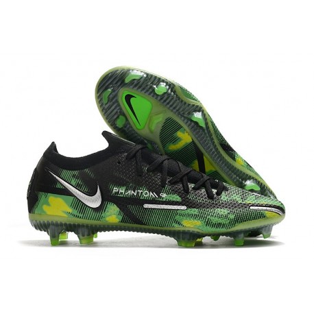 Nike Phantom GT2 Elite FG Nero Metallic Platino Verde Strike