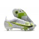 Nike Mercurial Vapor 14 Elite SG Bianco Nero Metallic Argento Volt