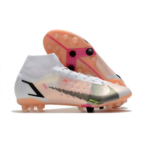 Nike Mercurial Superfly VIII Elite AG PRO Bianco Nero Cremisi Vivace Rosa Blast