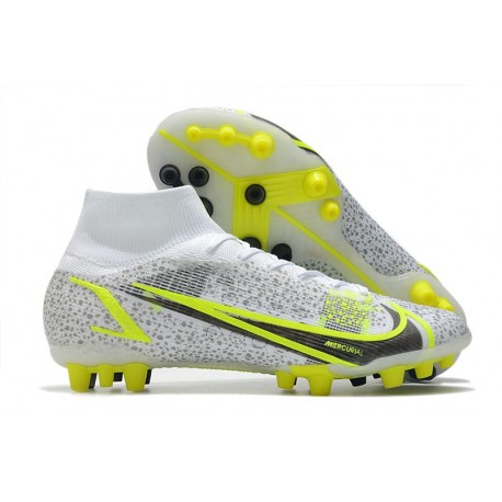 Nike Mercurial Superfly VIII Elite AG PRO Bianco Nero Metallic Argento