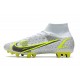 Nike Mercurial Superfly VIII Elite AG PRO Bianco Nero Metallic Argento