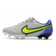 Scarpa Nike Tiempo Legend 9 Elite FG Grigio Nebbia Volt Zaffiro