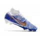 Scarpe Nike Zoom Mercurial Superfly 9 Elite FG Bianco Blu Oro