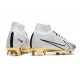 Scarpe Nike Zoom Mercurial Superfly 9 Elite FG Bianco Oro Nero