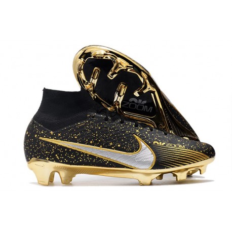 Scarpe Nike Zoom Mercurial Superfly 9 Elite FG Nero Metallico Oro