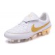 Nuovo Scarpe Calcetto Nike Tiempo Legend R10 FG ACC Bianco Oro