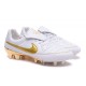 Nuovo Scarpe Calcetto Nike Tiempo Legend R10 FG ACC Bianco Oro