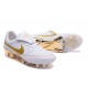 Nuovo Scarpe Calcetto Nike Tiempo Legend R10 FG ACC Bianco Oro