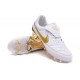 Nuovo Scarpe Calcetto Nike Tiempo Legend R10 FG ACC Bianco Oro