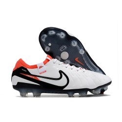 Scarpe Calcio Nike Tiempo Legend 10 Elite FG Bianco Nero Cremisi Vivace