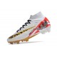 Scarpe Nike Zoom Mercurial Superfly 9 Elite FG MR Bianco Rosso Oro