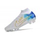 Scarpe Nike Zoom Mercurial Superfly 9 Elite FG Bianco Blu Oro