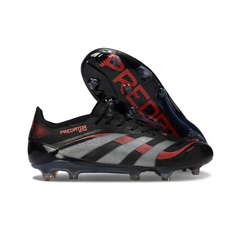 adidas Predator 2025 Elite FG Nero Grigio Rosso Lucido