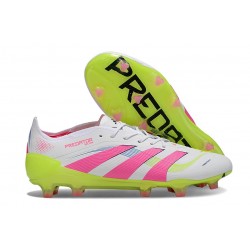adidas Predator 2025 Elite FG Bianco Rosa Lucido Limone Lucido