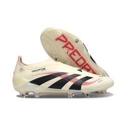 adidas Predator 25 Elite Senza Lacci FG Bianco Off Nero Core Rubino Puro