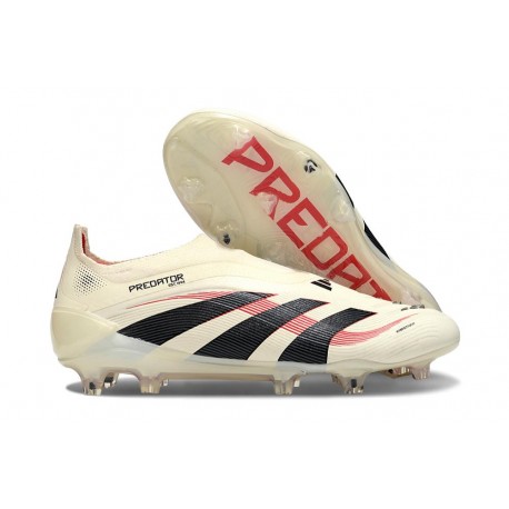 adidas Predator 25 Elite Senza Lacci FG Bianco Off Nero Core Rubino Puro
