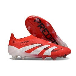 adidas Predator 25 Elite Senza Lacci FG Rosso Lucido Bianco Nero