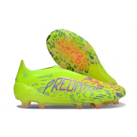 adidas Predator 25 Elite Senza Lacci FG Limone Lucido Rosa Lucido Blu Fusion