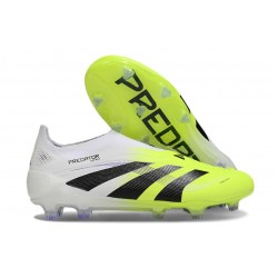 adidas Predator 25 Elite Senza Lacci FG Bianco Nero Limone Lucido