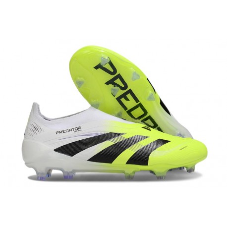 adidas Predator 25 Elite Senza Lacci FG Bianco Nero Limone Lucido