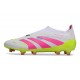 adidas Predator 25 Elite Senza Lacci FG Bianco Rosa Lucido Limone Lucido