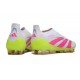 adidas Predator 25 Elite Senza Lacci FG Bianco Rosa Lucido Limone Lucido