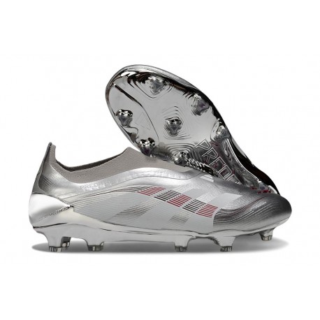 adidas Predator 25 Elite Senza Lacci FG Argento Grigio