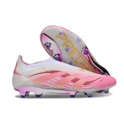 adidas Predator 25 Elite Senza Lacci FG Rosa Bianco