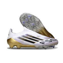 adidas F50 Elite Laceless FG Scarpe Bianco Nero Core Oro Met