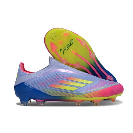adidas F50 Elite Laceless FG Blu Fusion Limone Lucido Rosa Lucido
