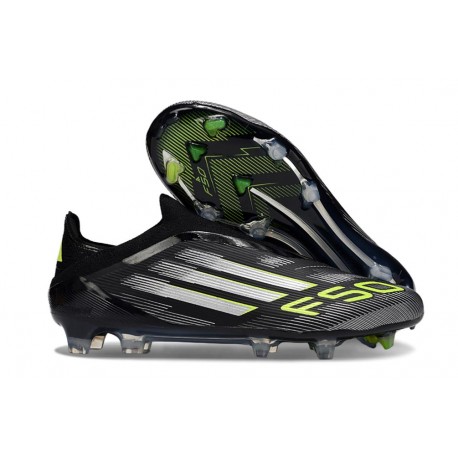 adidas F50 Elite Laceless FG Nero Core Ferro Metallizzato Limone Lucido