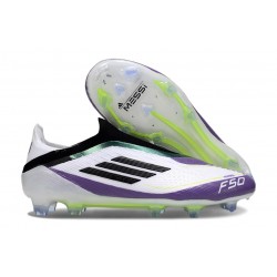 adidas F50 Elite Laceless FG X Messi Ftwr Bianco Nero Core Unity Viola