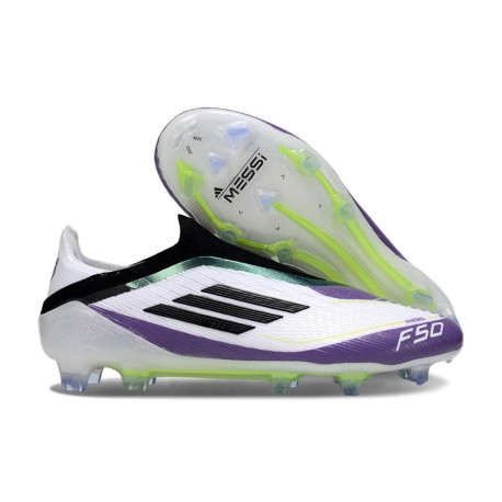 adidas F50 Elite Laceless FG X Messi Ftwr Bianco Nero Core Unity Viola