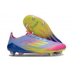 Scarpe Calcio adidas F50 Elite SG Blu Fusion Limone Lucido Rosa Lucido
