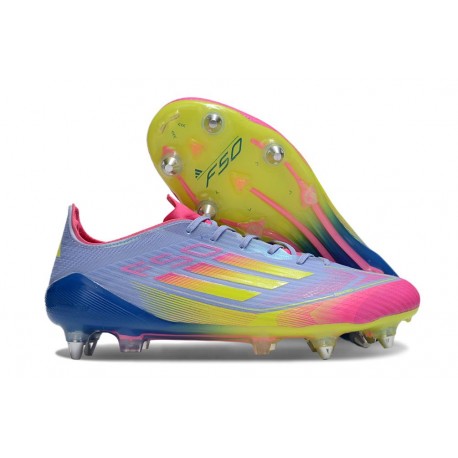 Scarpe Calcio adidas F50 Elite SG Blu Fusion Limone Lucido Rosa Lucido