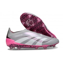 adidas Predator 25 Elite Senza Lacci FG Grigio Bianco Rosa