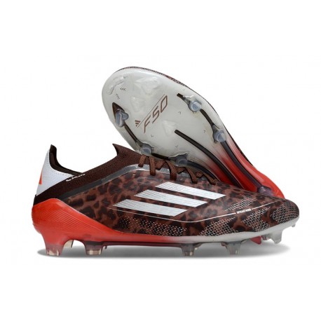 Scarpa Calcio Adidas F50 Elite Fg Uomo Leopardo Argento Rosso