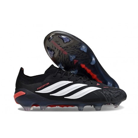 adidas Predator 26 Elite L FG Scarpa Nero Bianco Rosso