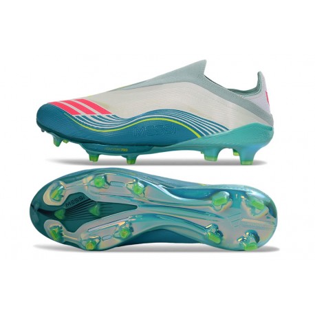 adidas F50 + Senza Lacci Elite FG Messi Ftwr Bianco Rosa Lucido Verde