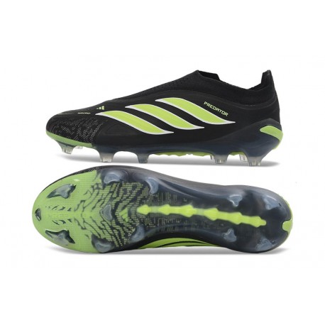 Scarpe adidas Predator Laceless Elite FG Nero Verde Lime