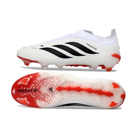 Scarpe adidas Predator Laceless Elite FG Bianco Rosso Nero