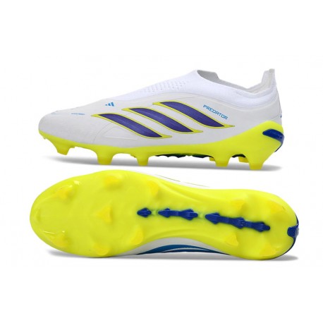 Scarpe adidas Predator Laceless Elite FG Bianco Blu Giallo