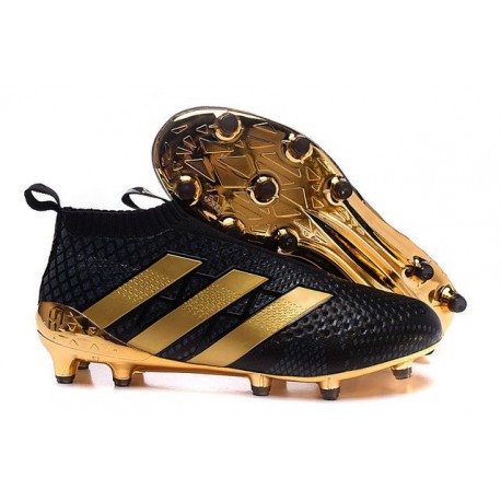 Paul Pogba Scarpe da Calcio Nuovo 2016 adidas Ace16+ Purecontrol FG/AG Nero Oro